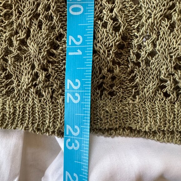 NWT Coldwater Creek Women’s Linen/Cotton Crochet Sweater Shrug, Light Vine, PXL - Picture 6 of 10